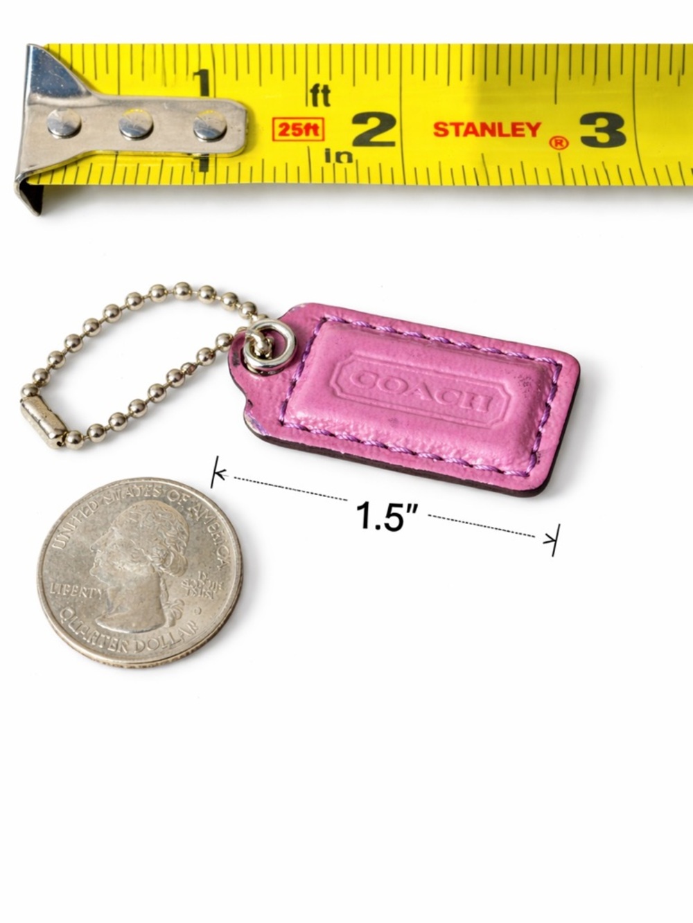 COACH -
Mini Dusty Rose Leather Hang Tag • Authentic Pink Keychain Vintage Color